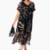 Icone™ FlowyDress: Dubbel Gelaagde V-Hals Zwierige Maxi Jurk
