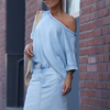 Icone™ FashionSet: Stijlvolle Off-Shoulder Top En Denim Rok