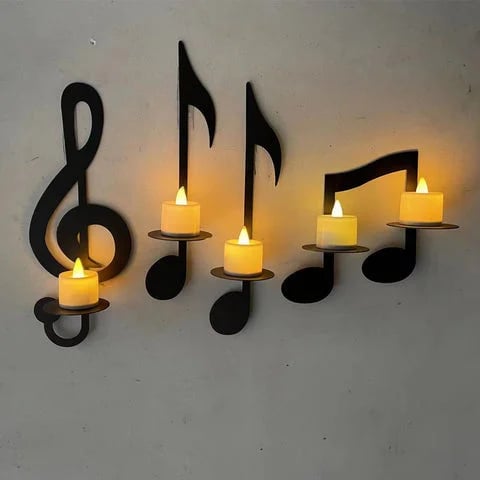 Ledsen™ CandleHolder - Muzieknoot Wandmontage Kaarshouder